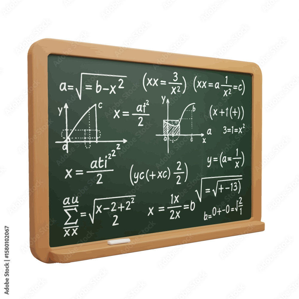 Fototapeta premium Filled Chalkboard with Mathematical Equations and Graphs
