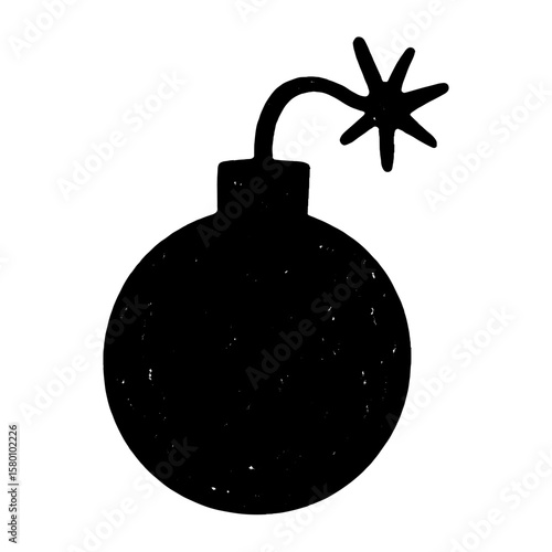 Explosive cartoon bomb silhouette vector