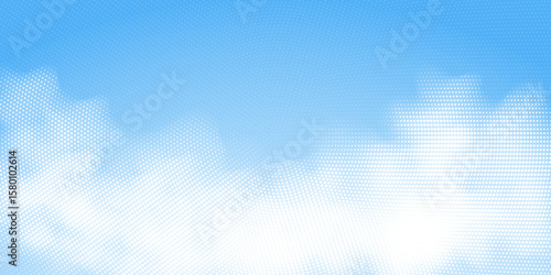 Blue sky with clouds. Halftone texture on beautiful cloudscape