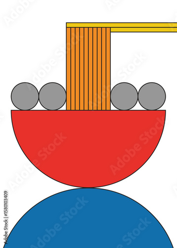 Design wall art meatball with noodle minimalist vibrant design