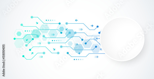 Motherboard technology circuit board texture design. Creative idea AI banner concept for internet technology. Digital motherboard concept for poster, cover, banner, header, web presentation template.