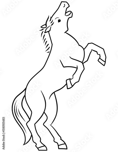 いななく馬の線画ベクターイラスト