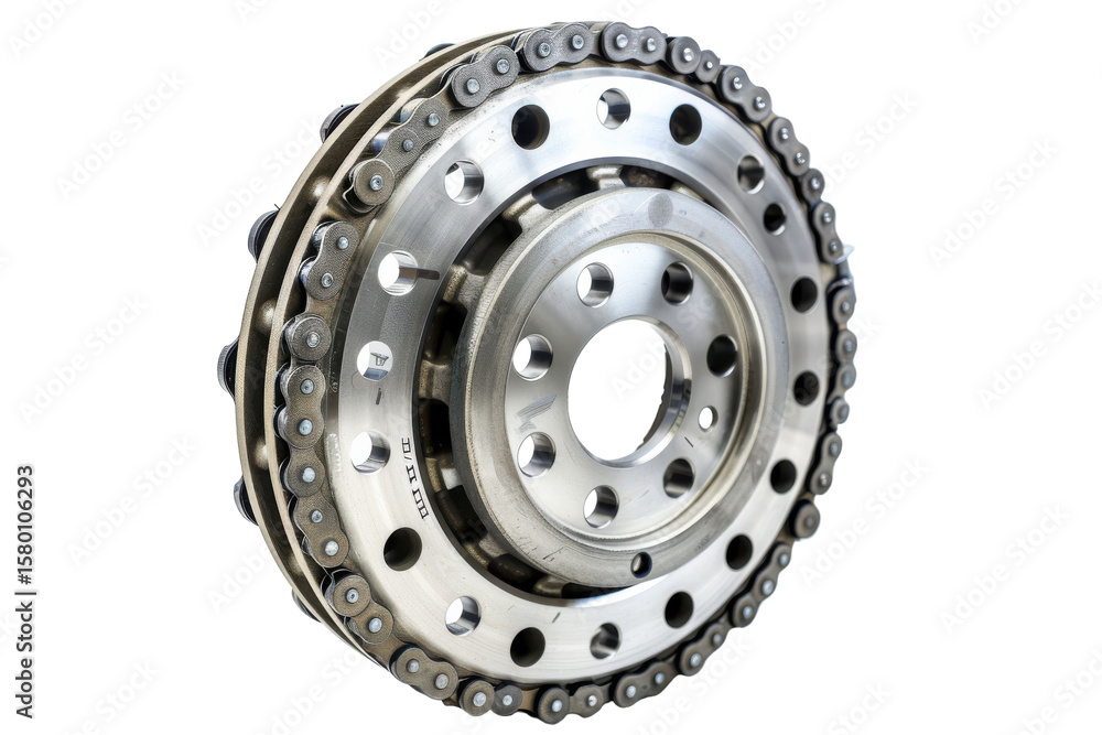 Fototapeta premium Metal wheel with chain detail