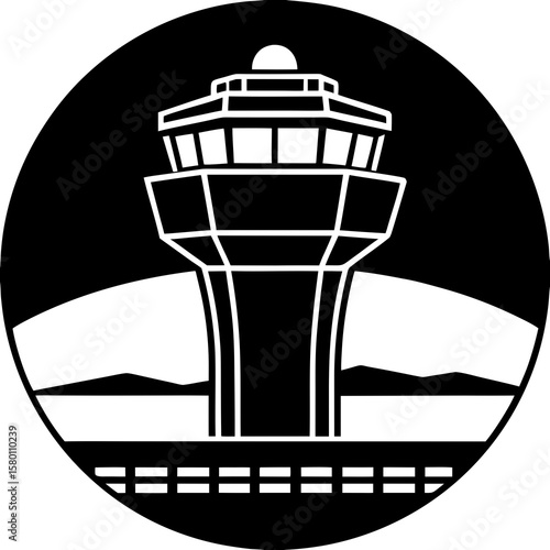 Air Traffic Control Tower at Sunset