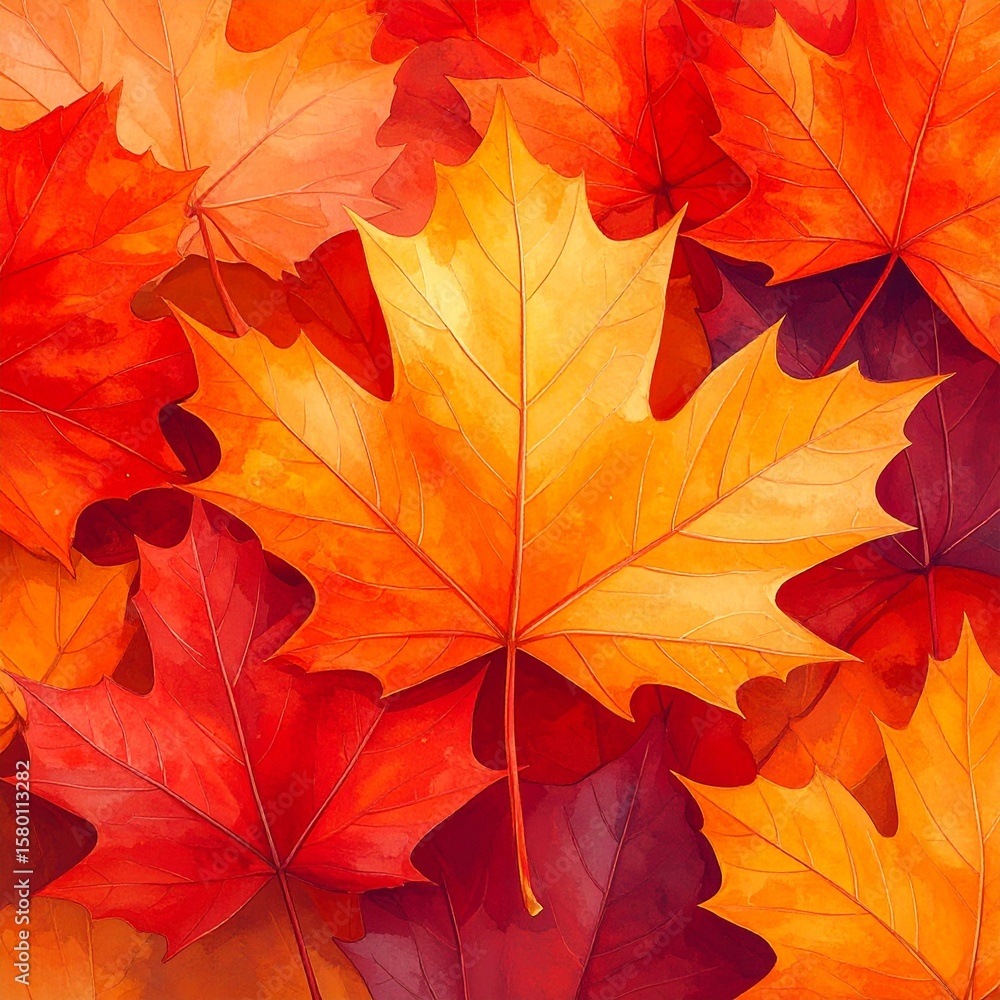 Fototapeta premium Vibrant Autumn Maple Leaf Close-Up