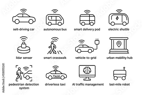 Autonomous vehicles and smart urban mobility technology concepts illustrated