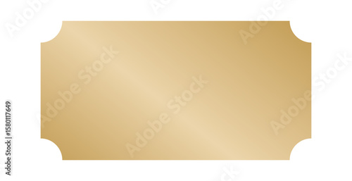 Realistic gold ticket on white background, perfect for VIP access, raffle, lottery, or event invitation designs.