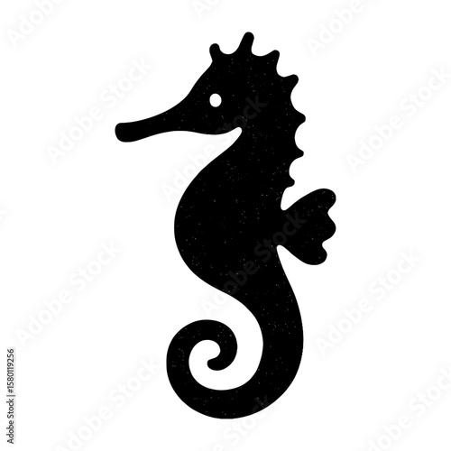 Minimalist black seahorse silhouette vector