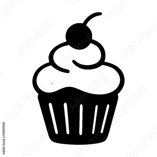 Delicious cupcake silhouette illustration vector