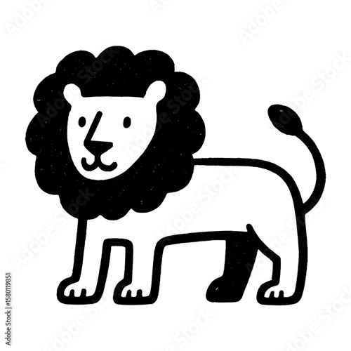 Simple black lion illustration vector