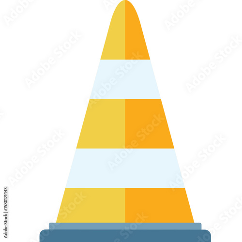 traffic cone vector flat illustration