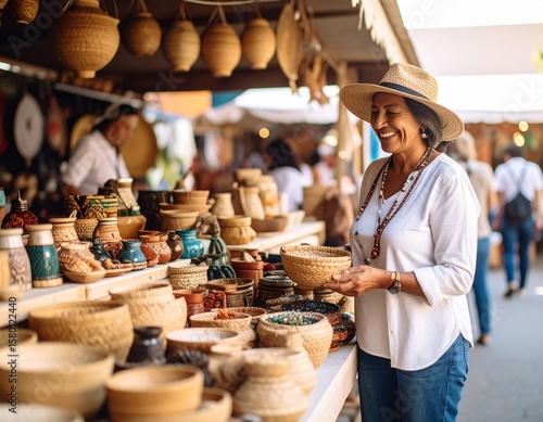 Senior Woman Shopping at a Craft Market