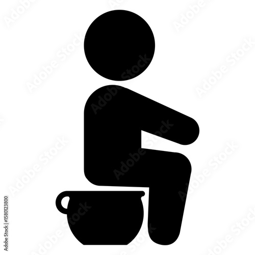 Icono silueta de bebé sentado en orinal