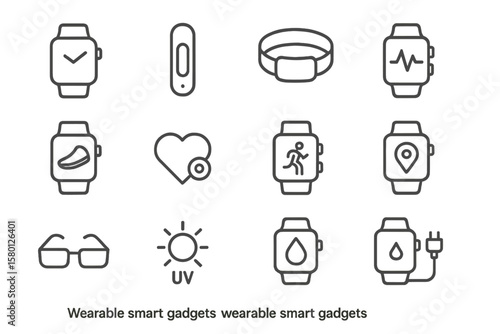 Smartwatch icons displaying health and fitness tracking features