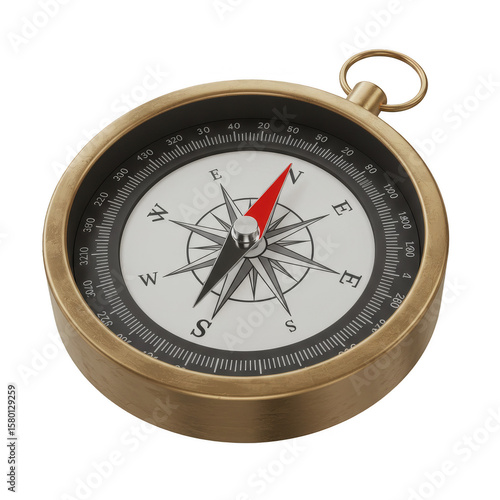 3d Render Golden Compass For Navigation Direction Travel Orientation