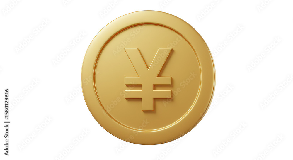 Obraz premium 3D Render Golden Yen Coin Currency Wealth Finance Transparent PNG