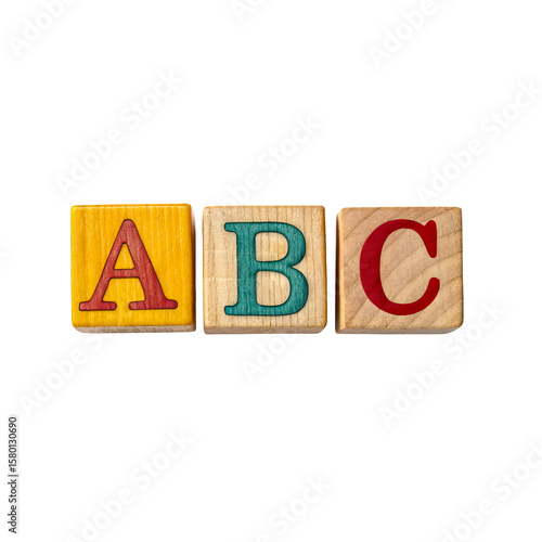 Colorful Alphabet Blocks Forming Words Isolated on Transparent Background