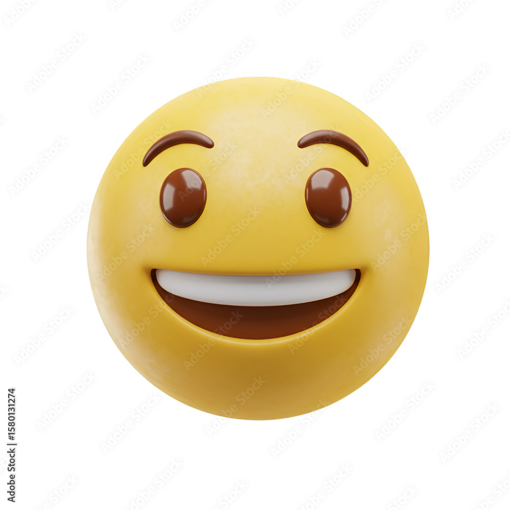 Fototapeta premium 3d Render of a Happy Yellow Emoji with a Transparent Background