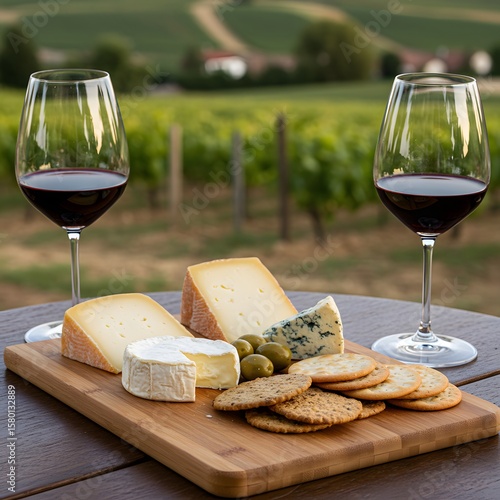 Enjoying a delicious cheese and wine pairing amidst a picturesque vineyard