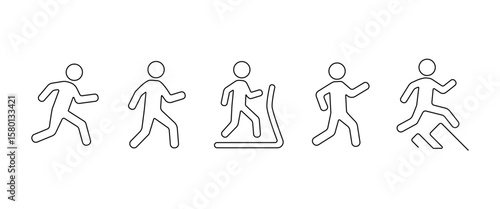 Walking sport line icon, Athletic Gym, Gymnasium, Fitness, Exercise, Training, Workout in transparent background.