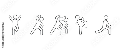 Line icon of fitness gymnastics, Aerobics icon, Athletic Gym, Gymnasium, Fitness, Exercise, Training, Workout in transparent background.