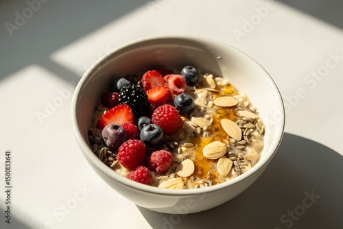 Nutritious Breakfast Bowl With Oats Berries And Seeds