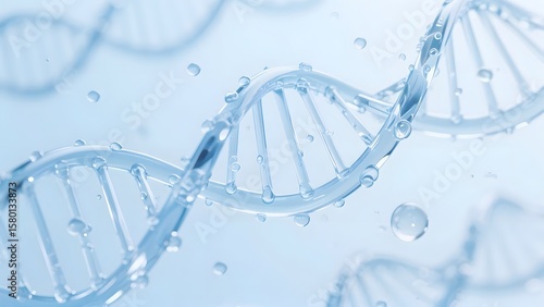 Transparent Blue 3D DNA Double Helix Structure – Genetics and Molecular Biology Concept


