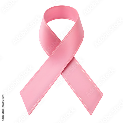 Pink ribbon symbol for breast cancer awareness isolated on transparent background