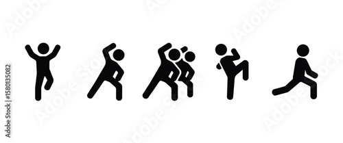 Flat icon set of fitness gymnastics, Aerobics icon, Athletic Gym, Gymnasium, Fitness, Exercise, Training, Workout in transparent background.
