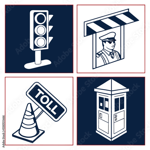 Traffic control symbols and attendant booth traffic light