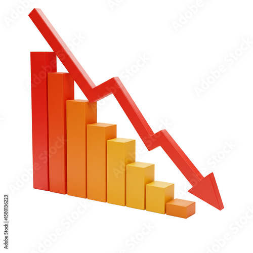 3D Graph with Red Arrow Pointing Down Stock Market Illustration Free Download 3D Graph with Red Arrow Pointing Down Stock Market Illustration - GFXLoad