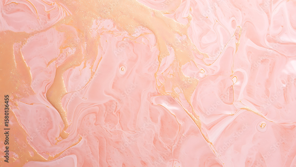Fototapeta premium Swirling pink and gold liquid abstract image