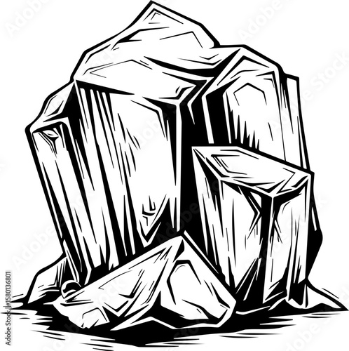 Hand-Drawn Ice Vector Illustration in Black and White Style