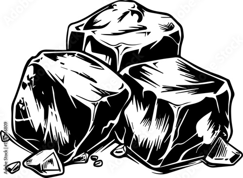Hand-Drawn Ice Vector Illustration in Black and White Style