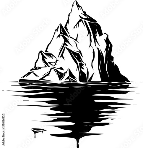 Hand-Drawn Ice Vector Illustration in Black and White Style
