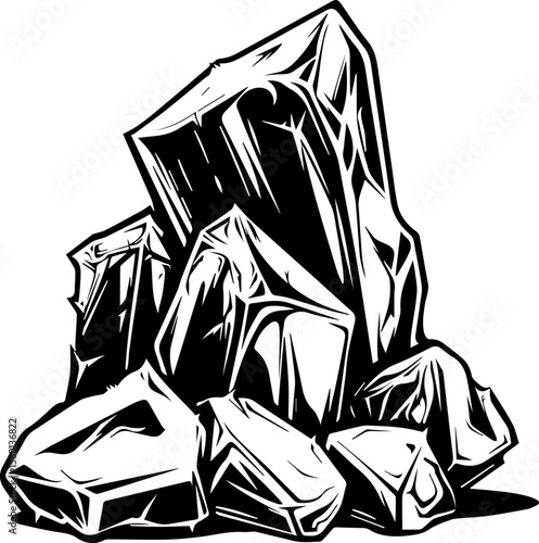 Hand-Drawn Ice Vector Illustration in Black and White Style