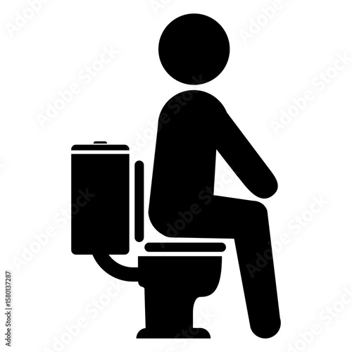 Icono silueta de hombre sentado en inodoro