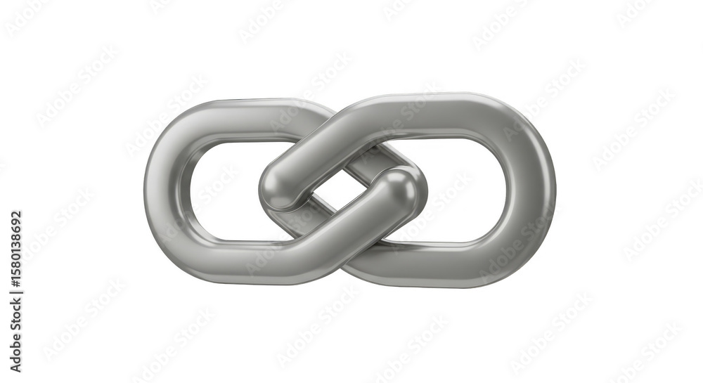 Obraz premium 3D Render Metal Link Chain Connection Silver Isolated Background