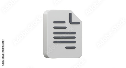 3d Icon of Paper Document File Agreement Form Render