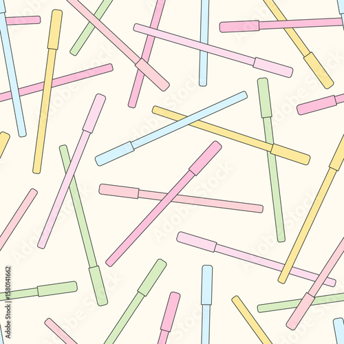 Preppy Coquette Back to School Vector Seamless Pattern with Girly School Stationery colourful markers in Pastel colours and Retro Aesthetic. Ideal for schoolgirl designs, digital paper, stationery