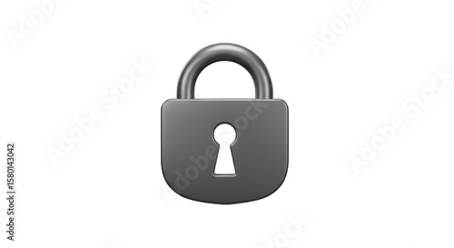 3D Rendered Gray Metallic Padlock Secure Access Privacy Isolated
