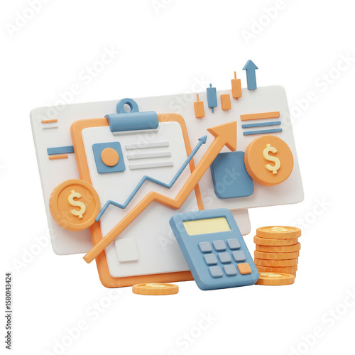 3D Investment Growth Illustration Finance Business Money Economy