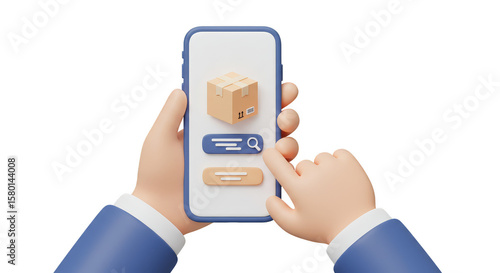 3D Phone Delivery Box Package Hand Shipping Mobile Order Online