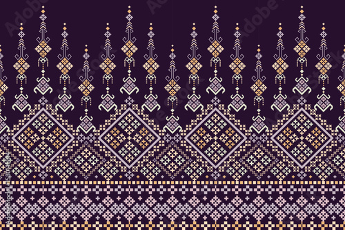 Floral patterns in geometric shapes decorate the entire piece in various colors without any horizontal seams.