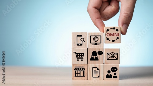 Omnichannel Marketing Concept Cubes Show Integrated Customer Experience Solutions