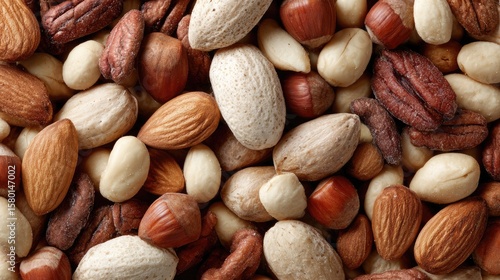 Wallpaper Mural Image of various nuts such as almonds, walnuts, hazelnuts, and other nuts. Arranged tightly in the image: Plant-based protein. Torontodigital.ca