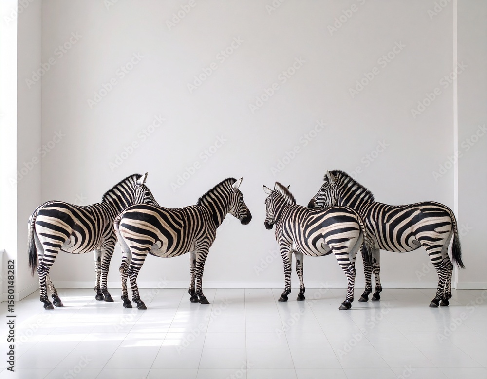 Naklejka premium Zebry w rytmie czerni i bieli – abstrakcyjna kompozycja