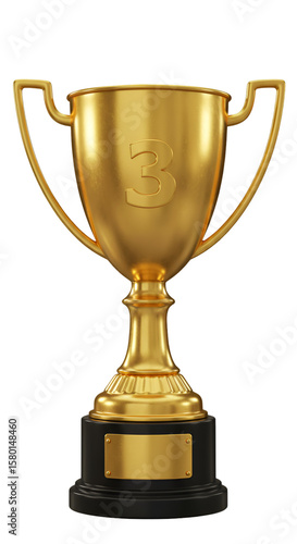 Wallpaper Mural 3d Render of a Golden Third Place Trophy with Transparent Background Torontodigital.ca