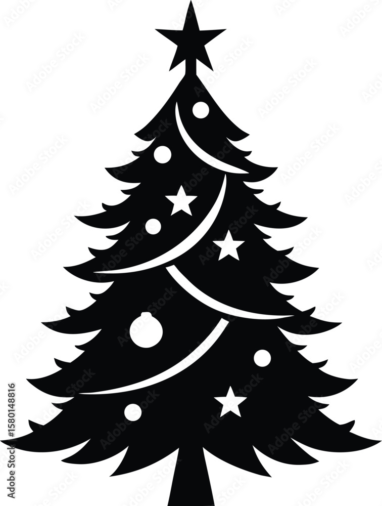 Obraz premium Christmas Tree Silhouette Vector Icon on transparent background