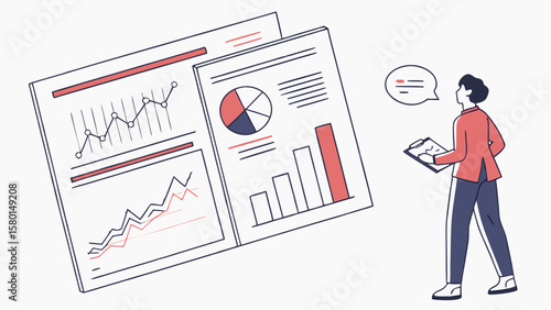 Man reviewing financial reports with charts graphs and data analysis for business performance review meeting